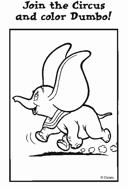 Słonik Dumbo kolorowanka do druku